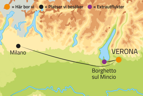 Geografisk karta ver Verona i Toscana.